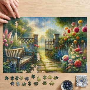 Puzzle Porte de jardin ensoleillé au bout d'une allée