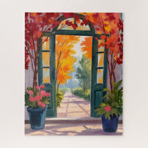 Puzzle Porte de jardin Peinture florale botanique à l'a