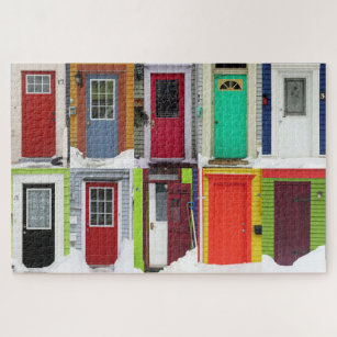 Puzzle Portes d'hiver colorées Bâtiment moderne Collage