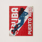 Puzzle Porto Rico Scuba Diver - Blue Retro (Vertical)