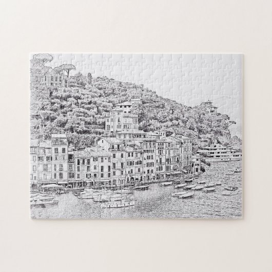 Puzzle Portofino en noir et blanc - 11x14 - 252 pc (Horizontal)