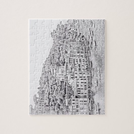 Puzzle Portofino en noir et blanc - 8x10 - 110 pc (Vertical)