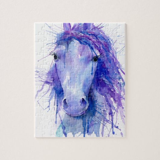 Puzzle Portrait abstrait de cheval d'aquarelle (Vertical)