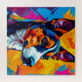 Puzzle Portrait abstrait de chien Basenji (Horizontal)