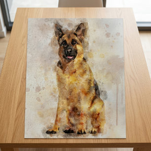 Puzzle Portrait aquarelle de berger allemand 03