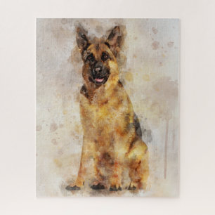 Puzzle Portrait aquarelle de berger allemand 03