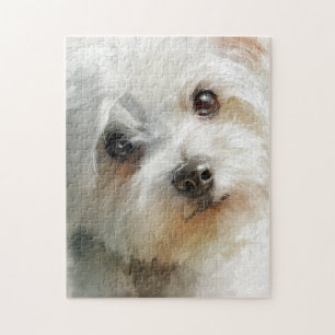 Puzzle Portrait aquarelle de chien maltais