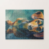 Puzzle Portrait aquarelle de teckel (Horizontal)