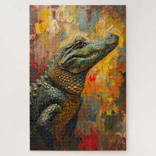 Puzzle Portrait Artistique d'Alligator – Peinture à l'Hui