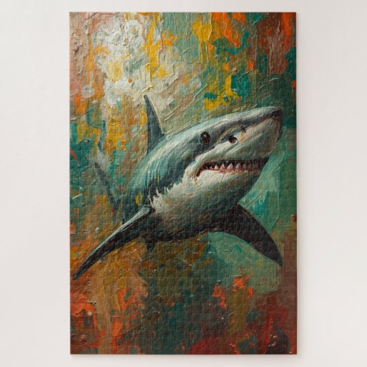 Puzzle Portrait artistique de requin Vibrant peinture à l (Vertical)