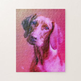 Puzzle Portrait artistique hongrois de Vizsla Dog Rose