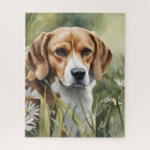 Puzzle Portrait beagle dans l'herbe (Vertical)