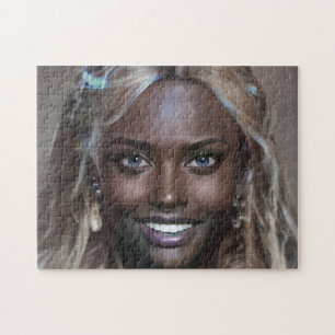 Puzzle Portrait Brunette Blonde Smile Dents Jeune femme