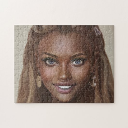 Puzzle Portrait Brunette Smile Dents Young Woman (Horizontal)