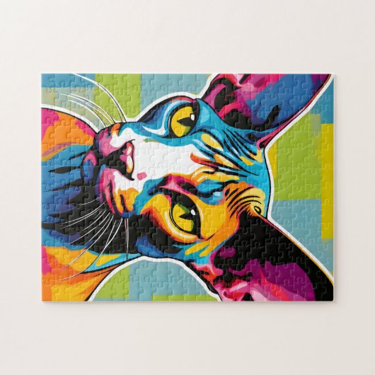 Puzzle Portrait Chat Sphynx Pop Art (Horizontal)