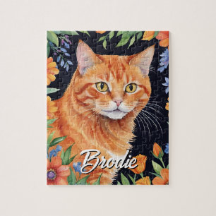 Puzzle Portrait d'animal à l'aquarelle de chat orange heu