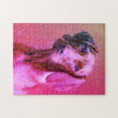 Puzzle Portrait d'art hongrois Vizsla Chien | Rose (Horizontal)