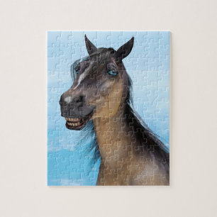 Puzzle Portrait d'art humoristique de cheval souriant