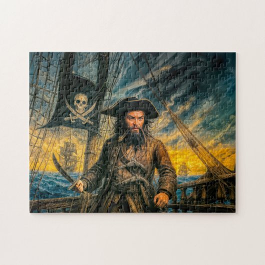 Puzzle Portrait de Barbe Noire tempête de pirate (Horizontal)