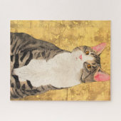 Puzzle Portrait de chat blanc gris vintage (Horizontal)
