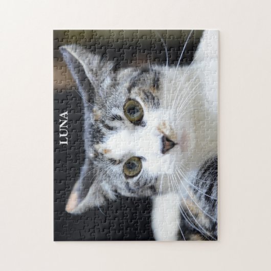 Puzzle Portrait de chat Calico vert mignon (Vertical)