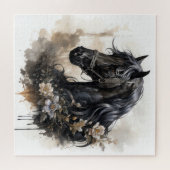 Puzzle Portrait de cheval de beauté noir (Horizontal)