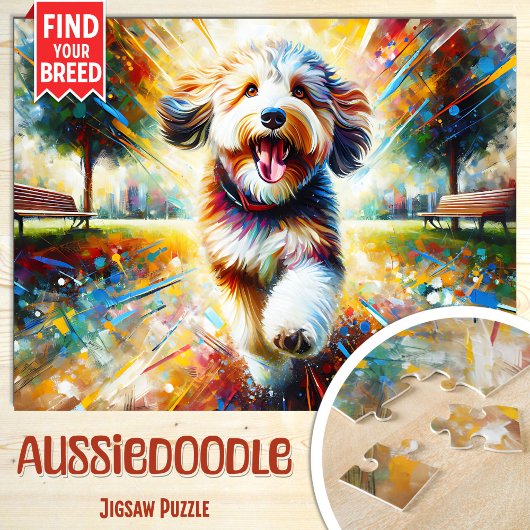 Puzzle Portrait de chien Aussiedoodle Impression d'art ac