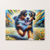 Puzzle Portrait de chien Bernedoodle Impression d'art acr (Horizontal)