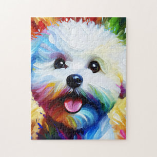 Puzzle Portrait de chien Bichon Frise Impression d'art en