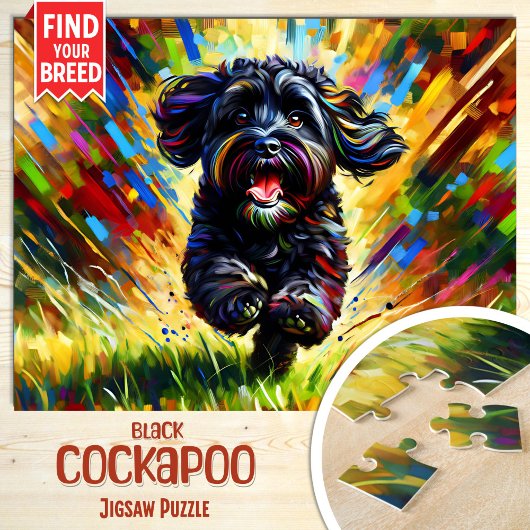 Puzzle Portrait de Chien Black Cockapoo Impression d'Art 