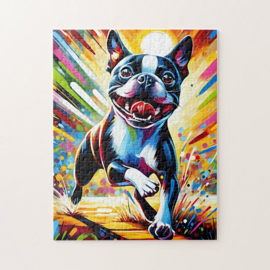 Puzzle Portrait de chien Boston Terrier Impression d'art (Vertical)