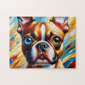 Puzzle Portrait de chien Boston Terrier Impression d'art  (Horizontal)
