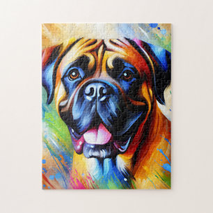 Puzzle Portrait de chien Bullmastiff Impression d'art acr