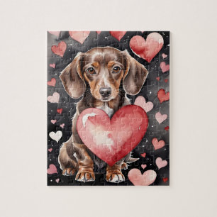 Puzzle Portrait de chien Dachshund aquarelle Saint-Valent
