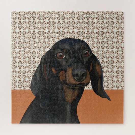 Puzzle Portrait de Chien Dachshund noir mignon (Vertical)