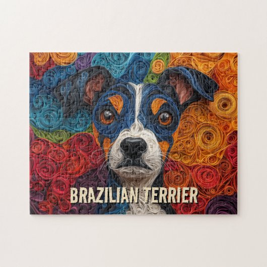Puzzle Portrait de chien d'art de Queue de papier Terrier (Horizontal)