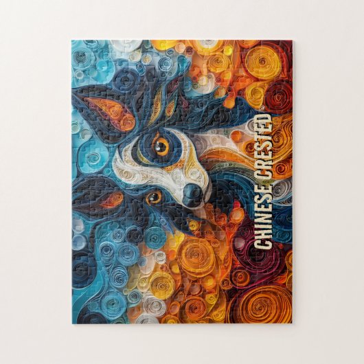 Puzzle Portrait de Chien d'Art Décoré Chinois (Vertical)