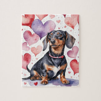Puzzle Portrait de chien de compagnie Dachshund aquarelle