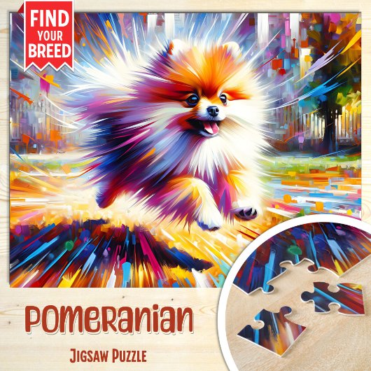 Puzzle Portrait de Chien de Poméranie Acrylique Art Print
