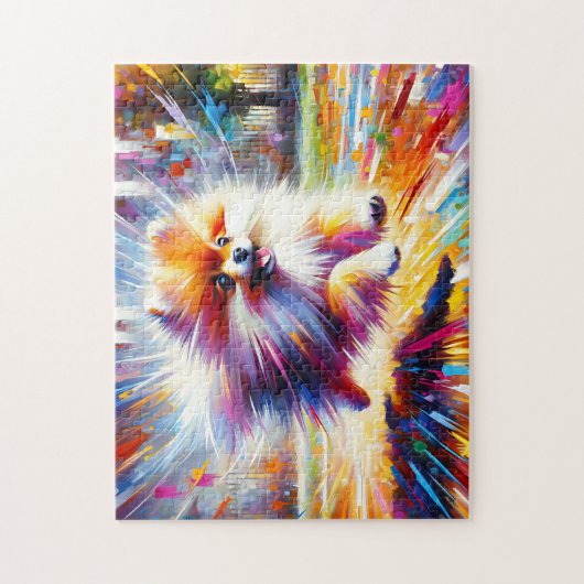 Puzzle Portrait de Chien de Poméranie Acrylique Art Print (Vertical)