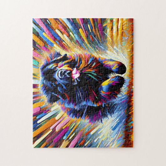 Puzzle Portrait de chien de Terre-Neuve Art acrylique Imp (Vertical)