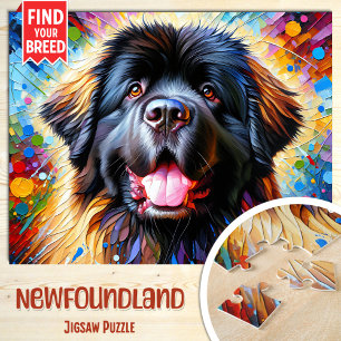 Puzzle Portrait de chien de Terre-Neuve Art acrylique Imp