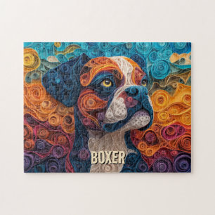Puzzle Portrait de chien en quilling en papier Boxer