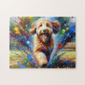 Puzzle Portrait de chien Labradoodle australien Art acryl (Horizontal)