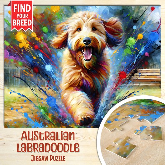 Puzzle Portrait de chien Labradoodle australien en acryli
