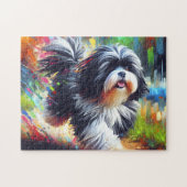 Puzzle Portrait de chien Lowchen Impression d'art acryliq (Horizontal)