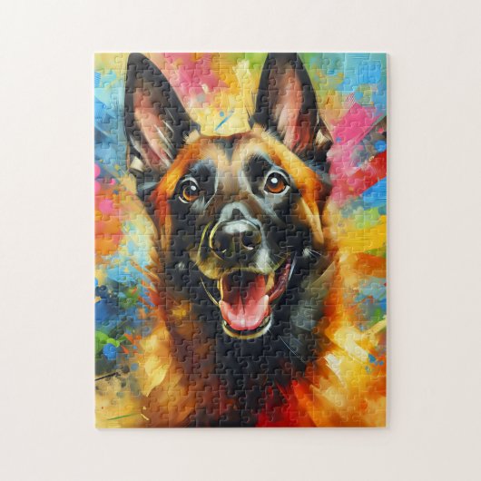 Puzzle Portrait de chien Malinois belge Impression d'art (Vertical)