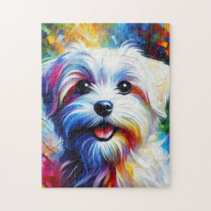 Puzzle Portrait de chien maltais Impression d'art acryliq