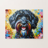 Puzzle Portrait de chien noir Cockapoo Impression d'art e (Horizontal)