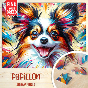 Puzzle Portrait de chien Papillon Impression d'art acryli